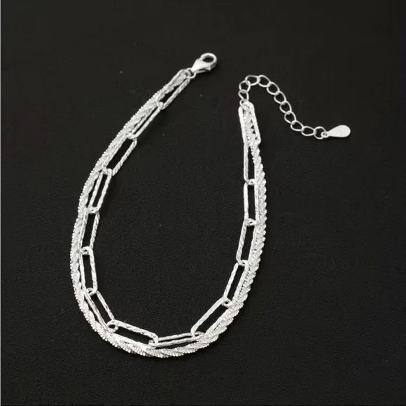 925 Silver and Diamond Double Chain Bracelet - Picture 2 of 4